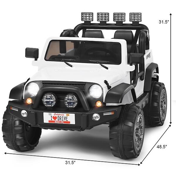 dimension image slide 3 of 5, Costway 12V Kids Ride On Car 2 Seater Truck RC Electric Vehicles w/ - 48.5"X31.5"X31.5"