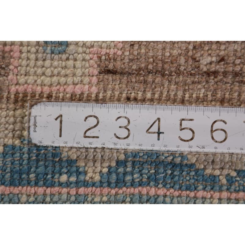 Hand Knotted Oriental 100% Wool Carpet Transitional Geometric Navy Blue & Blues Oushak Area Rug - 12' 1'' X 9' 5''