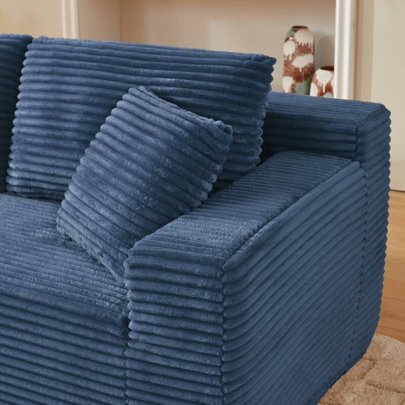 L-Shaped Modular Sectional Sofa with Chaise Lounge, Comfy Corduroy Deep Seat Cloud Couch, 4-Seater Sofa with Pillows
