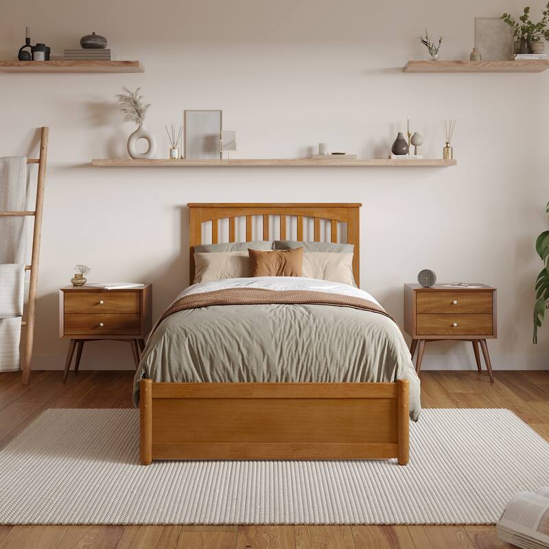 Everett Platform Bed with Panel Footboard and Twin XL Trundle