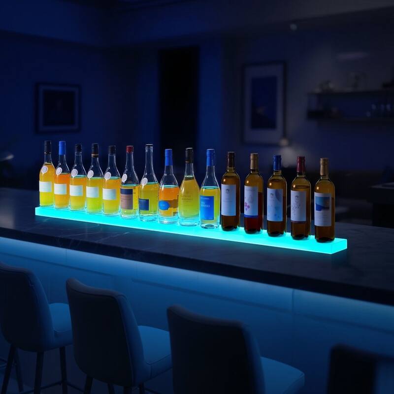 Acrylic LED Wine Bottle Shelf Wall-Mount with Remote