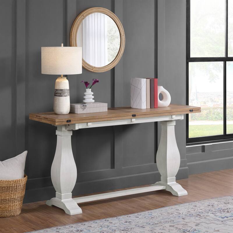 Napa 60" Solid Wood Pedestal Flip-top Sofa Console Table