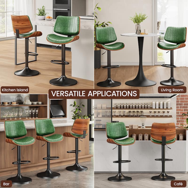 Swivel Adjustable Height Counter Stools, Bar Stools with Backs - 20" W X 18"D X 24-33" H