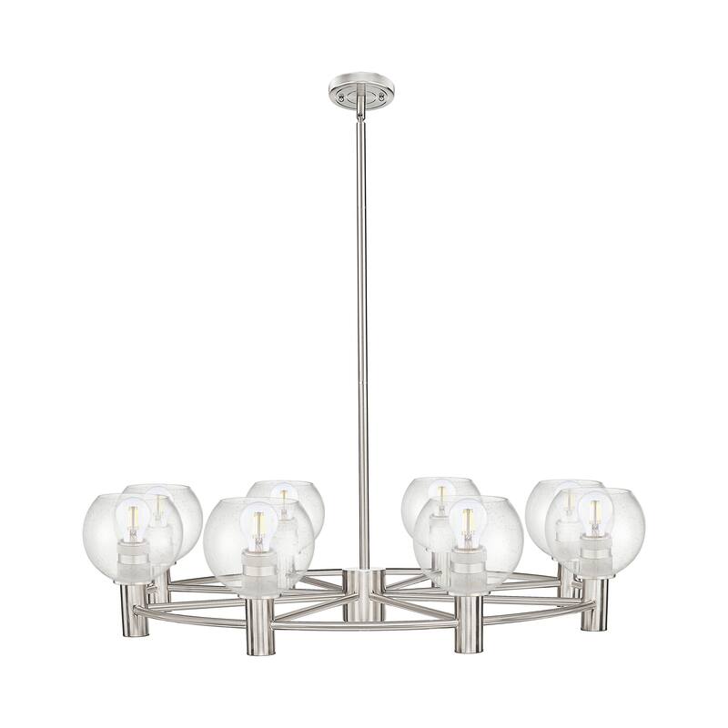 Innovations Lighting Downtown Urban - Crown Point - 8 Light 36" Athens Stem Hung Chandelier - Satin Nickel/Seedy