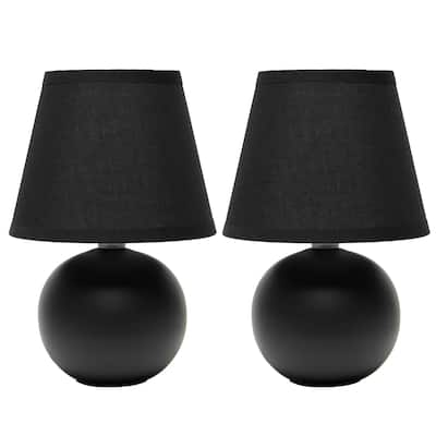 8.66" Petite Orb Lamp Two Pack Set w Matching Fabric Shade