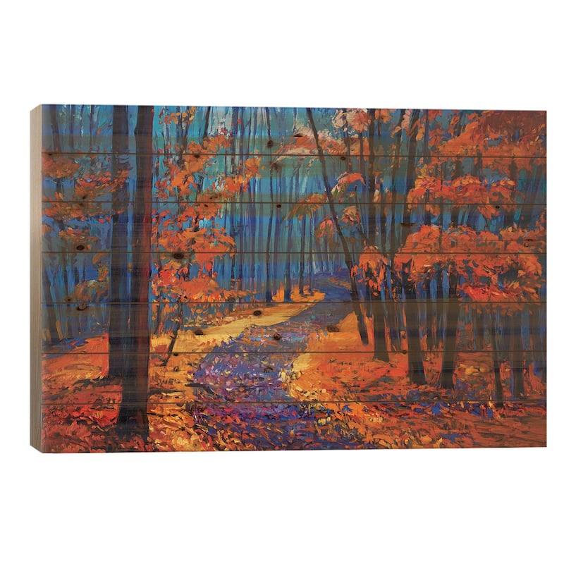 Autumn Landscape Print On Wood by borojoint - Multi-Color - 26x40x1.5