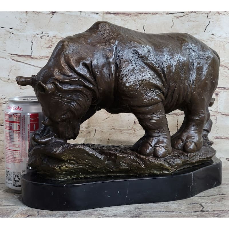 Signed Original Milo Rhinoceros African White Rhino Bronze Sculpture Figurine