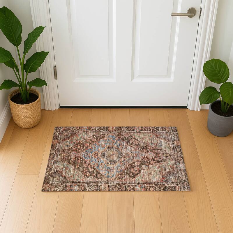 Premium Washable Super Soft Traditonal Marcus Mayfield Rug - Chocolate - 1'8" x 2'6"