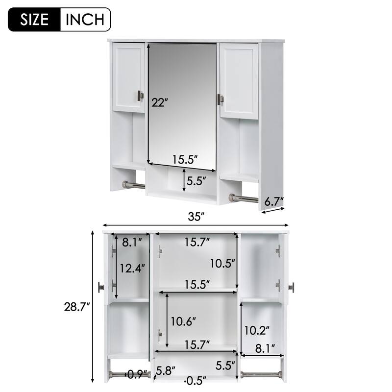 35'' x 28'' Modern Wall Mounted Bathroom Storage Cabinet