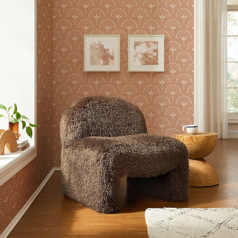 Mina Faux Fur Accent Chair - Brown