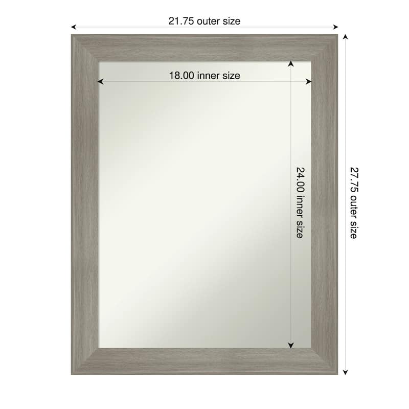Grand Narrow Non-Beveled Framed Wall Mirror - 22 x 28 in - Grand Greywash Narrow