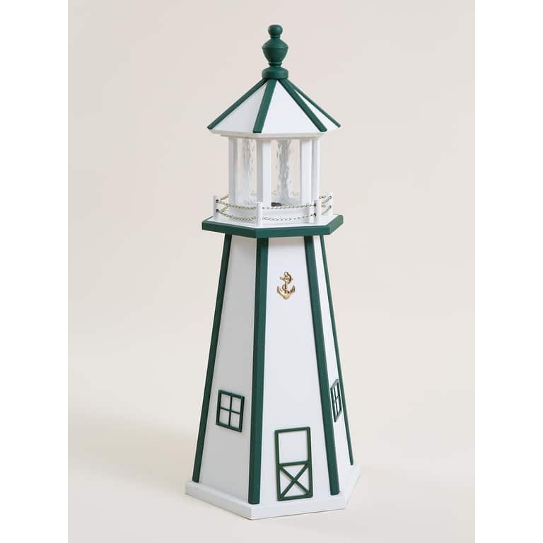 Wooden Lighthouse - 3 Foot - White/Green