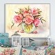 preview thumbnail 6 of 6, Designart "Bouquet Of Pink Vintage House Flowers" Traditional Framed Canvas Wall Decor 12 in. wide x 8 in. high - White