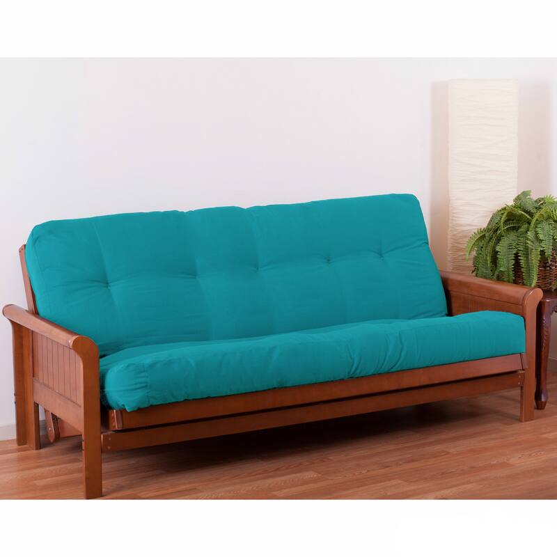 7-inch Thick Twill Futon Mattress (Twin, Full, or Queen) - Aqua Blue - Queen