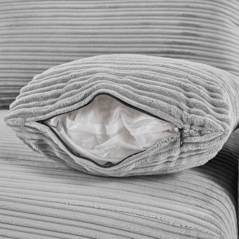 Anmytek Modern Living Room Single Sofa with Storage Space Movable Ottoman 2 USB Ports Phone Holder