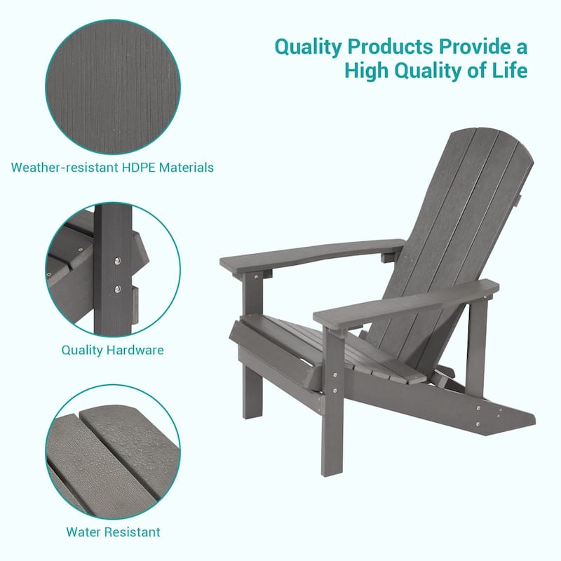 Bonosuki Patio Faux Wood Adirondack Chair Weather Resistant-Set of 2