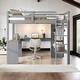 preview thumbnail 11 of 19, Full Size Wood Loft Bed with Built-in Desk, Headboards, Wardrobe and Storage Shelves Grey
