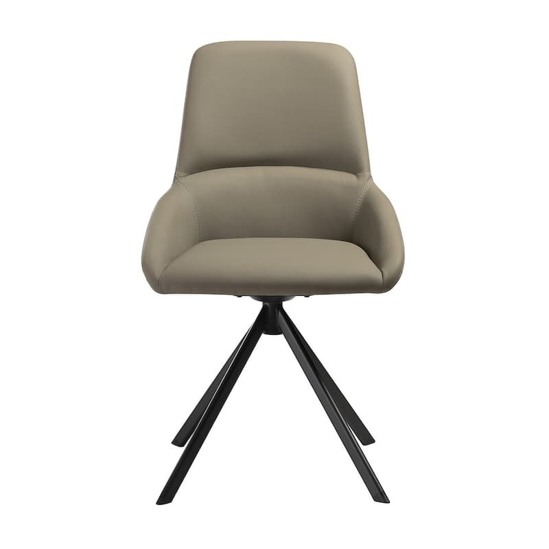Black/Taupe Gray Faux Leather Upholstered Metal Frame Dining Chair, Set of 2, Sturdy Dining Chair for Dining Rooms - 20.5