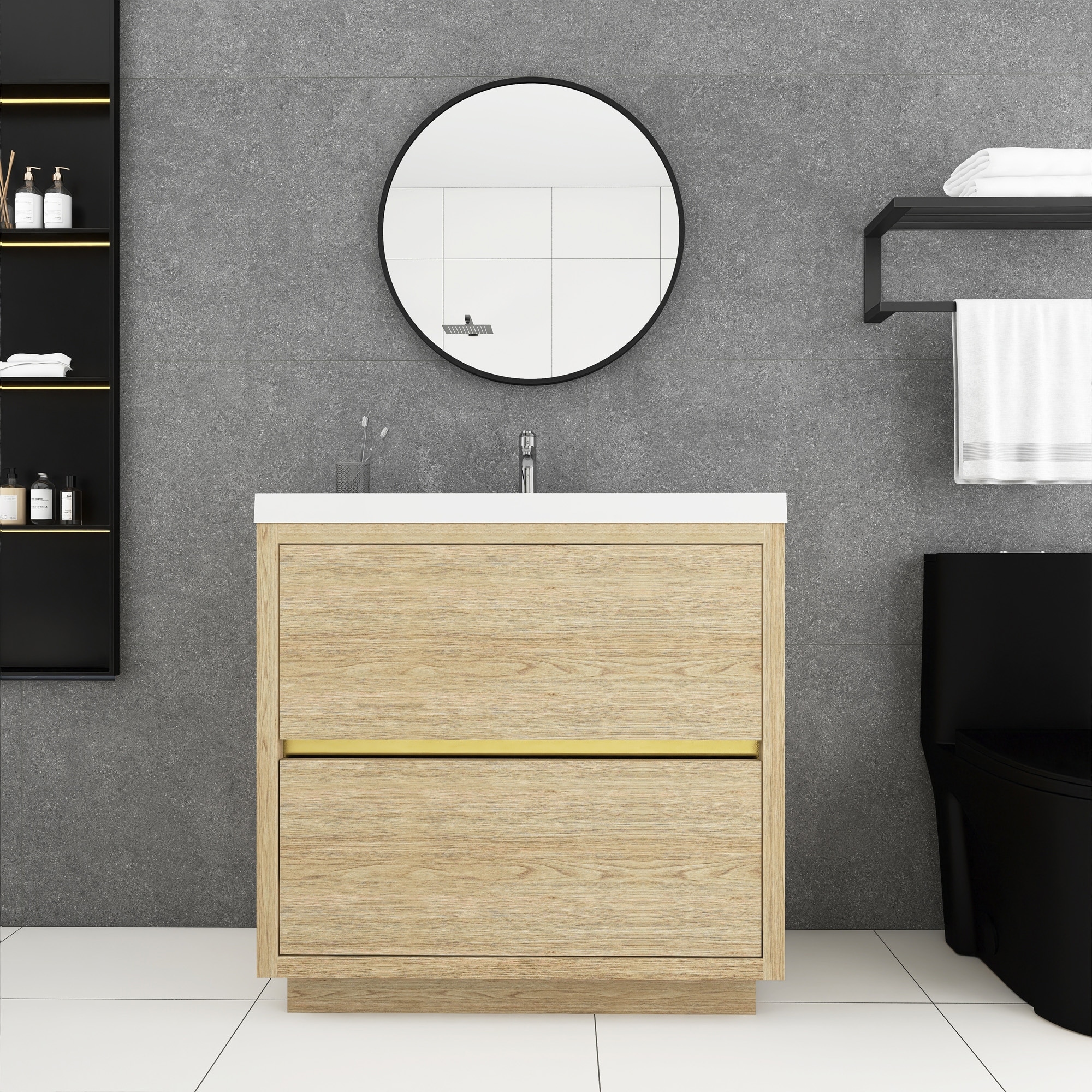 Freestanding Bathroom Vanity with Stone Resin Top