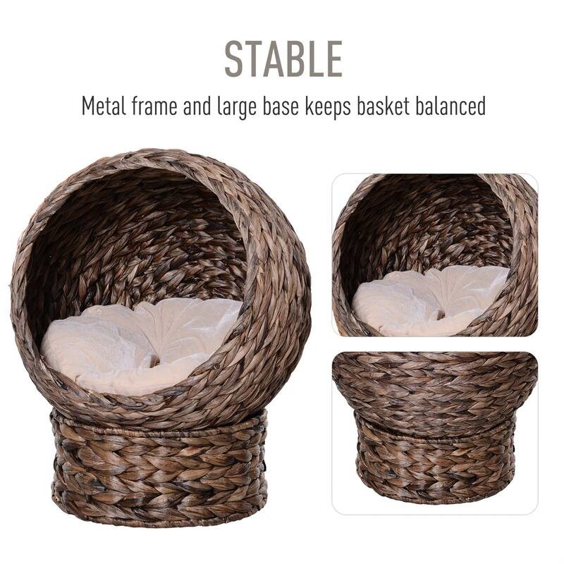 Raised Cat Bed with Rotating Cozy Basket Soft Cushion for Small Cats Up to 11 lbs