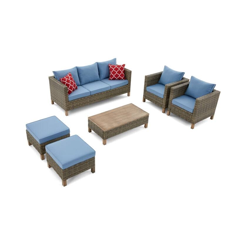 6 Piece Sectional Seating Group with Cushions