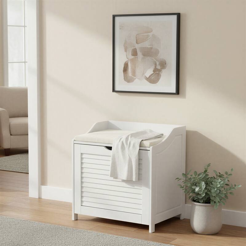 Household Essentials Single Load Hamper Cabinet Seat - White