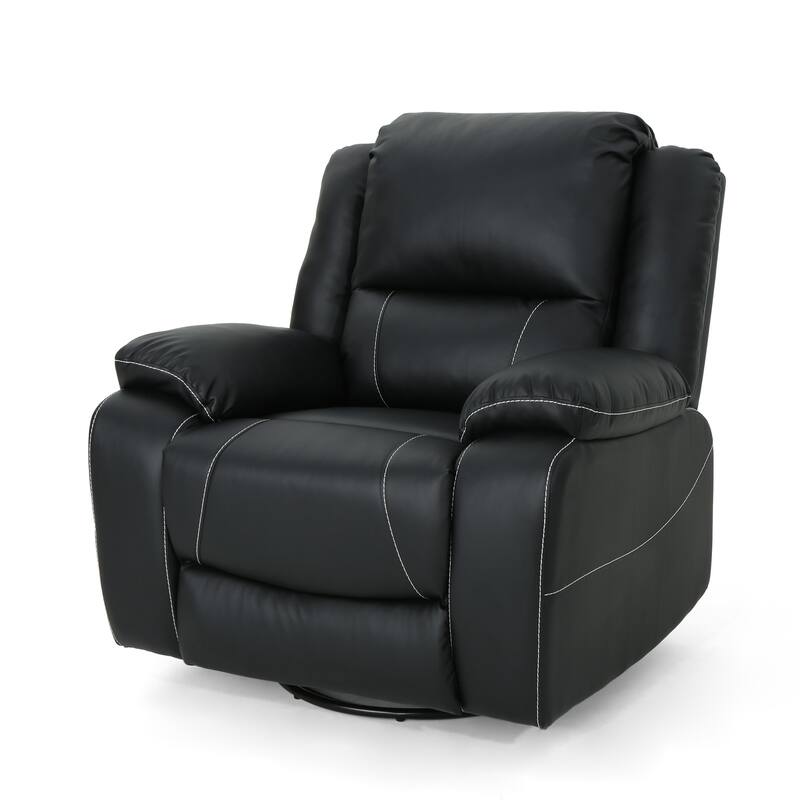 Roomfitters 39" Wide Faux Leather Manual Swivel Standard Recliner, Comfortable Lounge Chair for Living Room