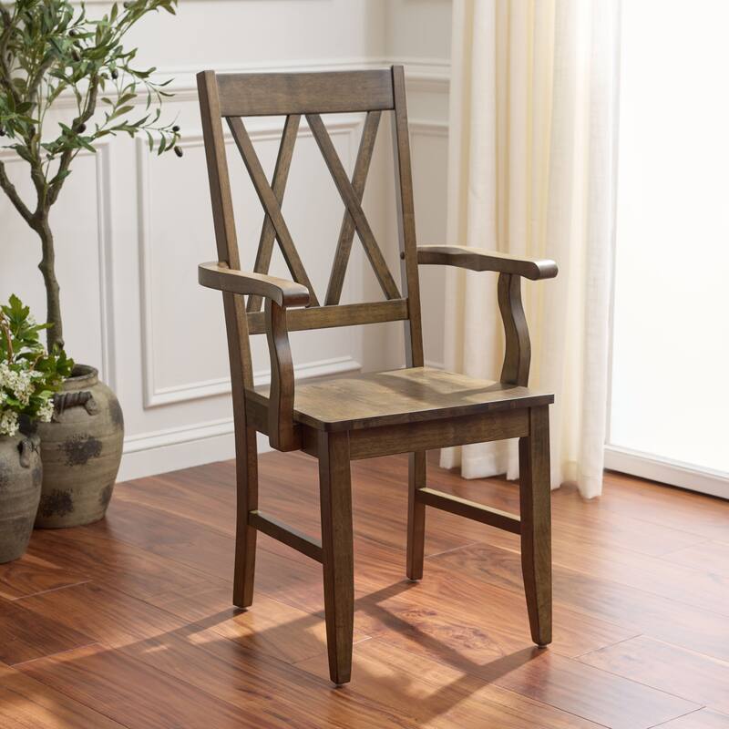 SAFAVIEH HOME Yelena Double X-Back Arm Chair - 18"W x 22"D x 39"H