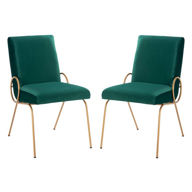SAFAVIEH Fanlia Emerald/Gold Side Chair (Set of 2) - 18.8" W x 24.5" L x 34" H