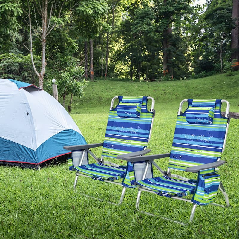 Costway 4-Pack Folding Backpack Beach Chair 5-Position Outdoor - See Details