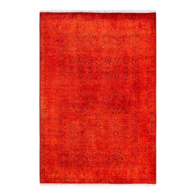 Contemporary Overdyed Wool Hand Knotted Area Rug - 4' 1" x 6' 0"