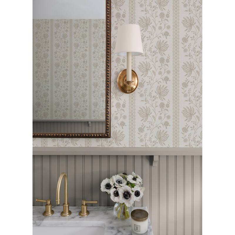 Edgemoor Taupe Jacobean Stripe Wallpaper