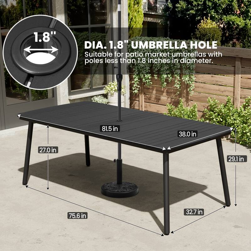 Outdoor Patio Dining Table Rectangular Aluminum Outdoor Table for 6/8/10 Person