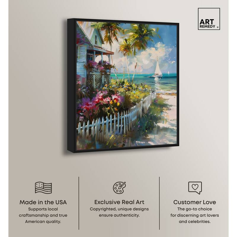 Art Remedy Local Beach House Framed Colorful Coastal 1 Piece Canvas Wall Art