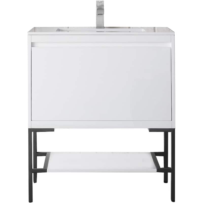 James Martin Vanities 805-V31.5-MB-GW Mantova 32" Single Basin Poplar - Glossy White - Painted
