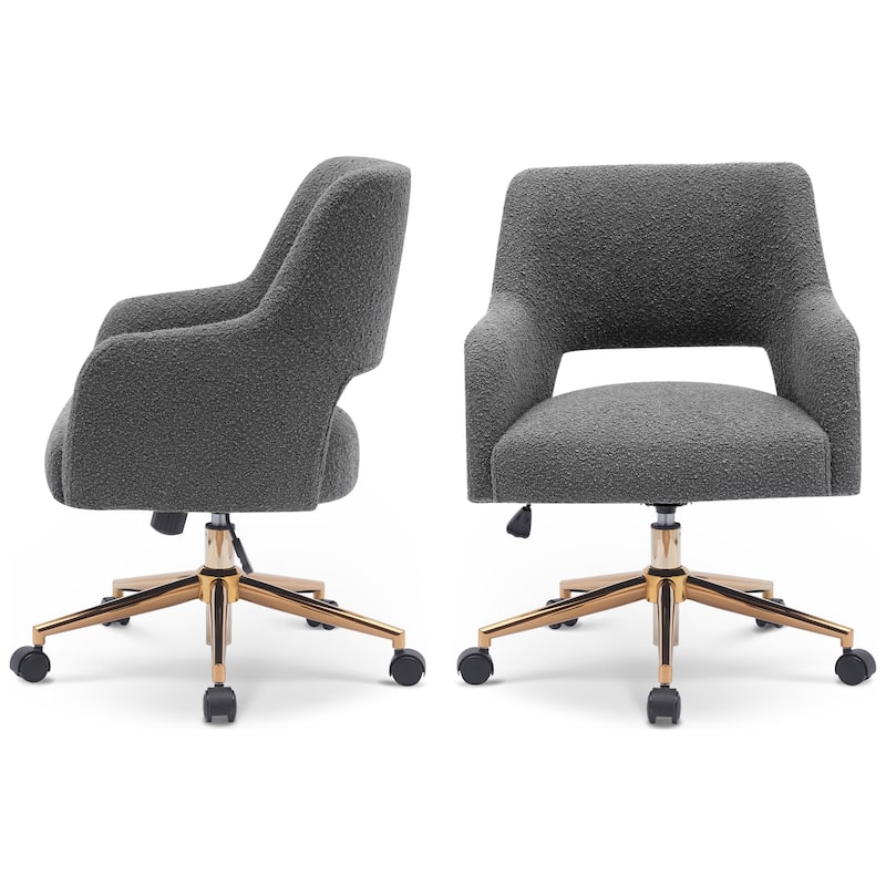 Boucle Upholstered Office/ Desk Chair - Swivel/ Adjustable Height (Set of 2)