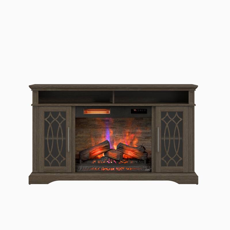 duraflame® Electric Fireplace TV Stand, Entertainment Center with Storage and Infrared Heater, Laurel Oak