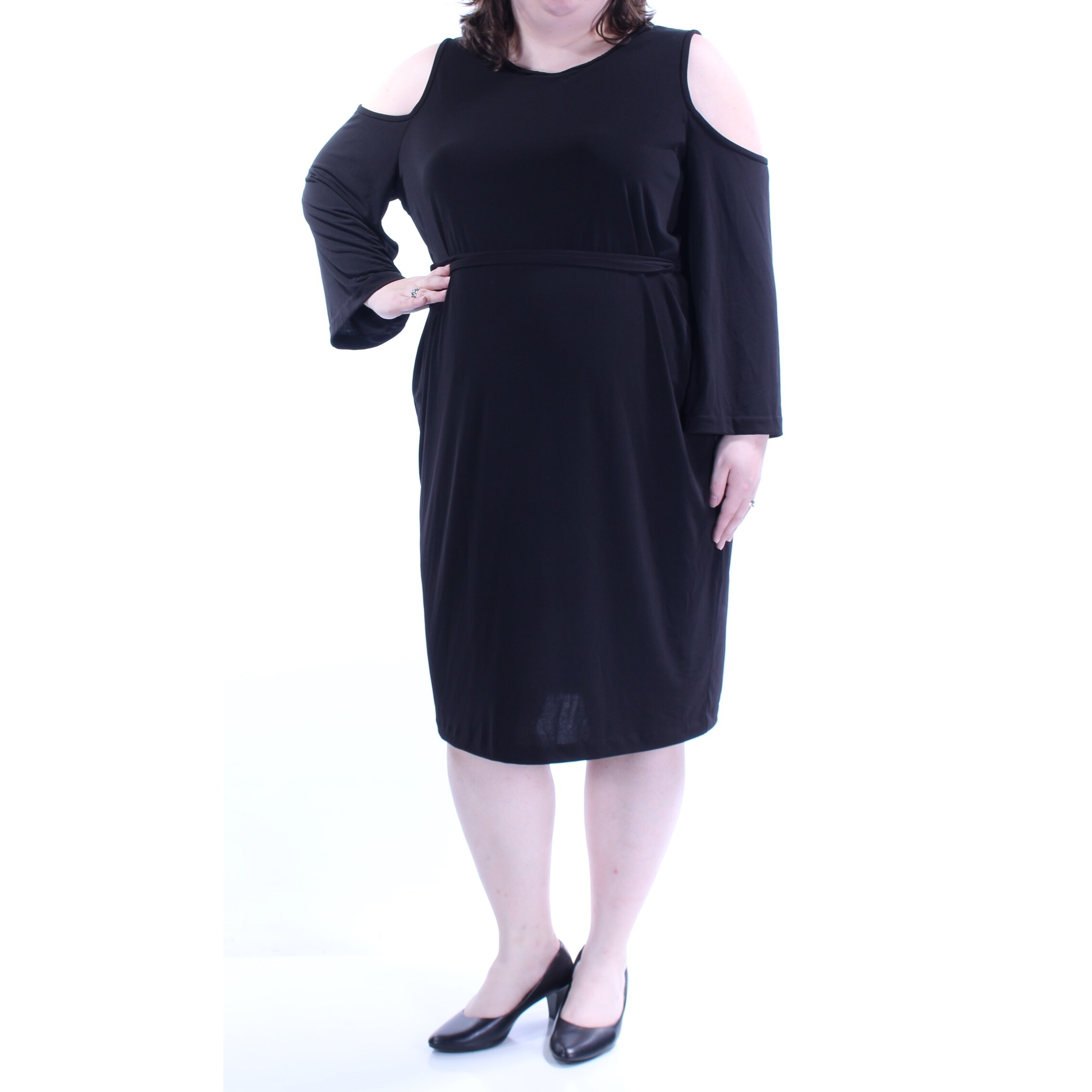 Shop Womens Black Long Sleeve Below The Knee Empire Waist Casual