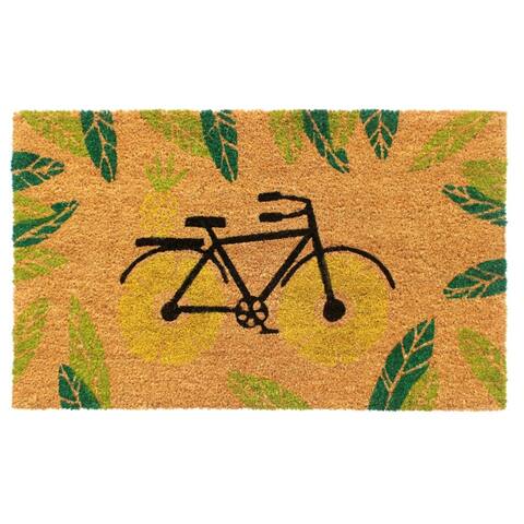 RugSmith Yellow Machine Tufted Bicycle Coir Doormat, 18" x 30" - 18" x 30"
