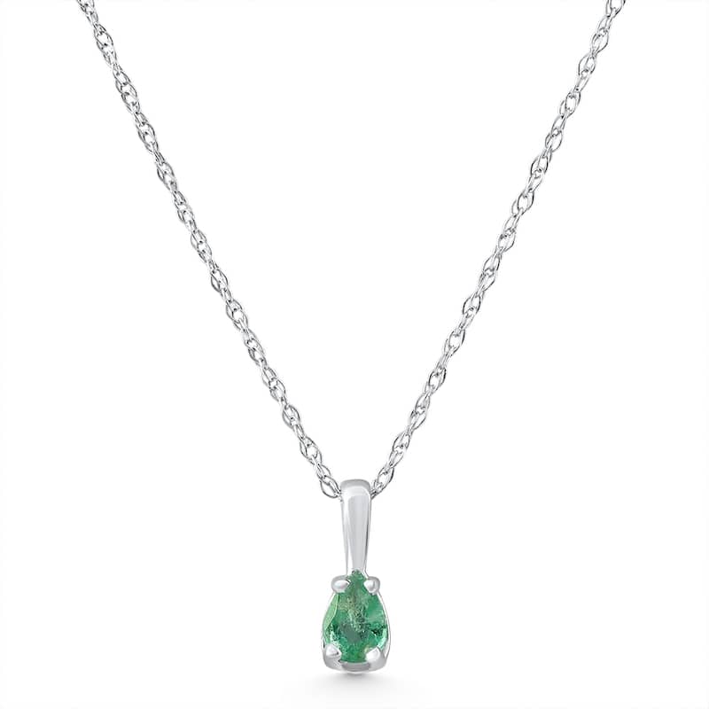 1/4Ct Peart Shape Emerald Cut Pendant White Gold