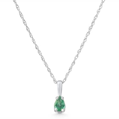 1/4Ct Peart Shape Emerald Cut Pendant White Gold