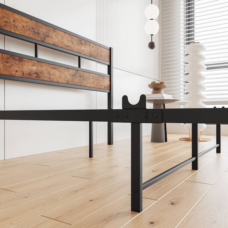 Rustic Vintage Wooden Platform Bed Frame