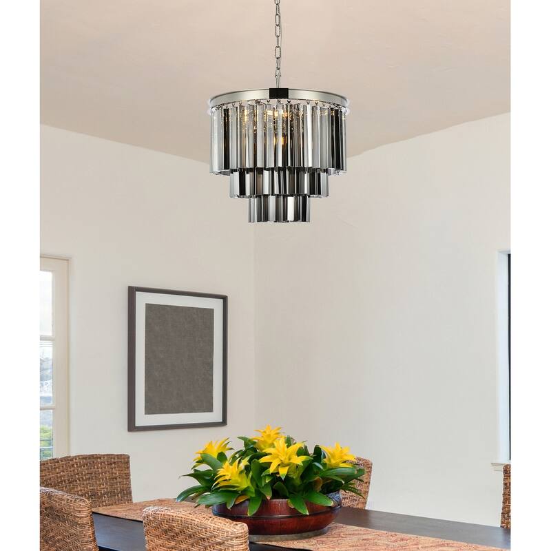 Royce Edge 9-Light Polished Nickel Chandelier