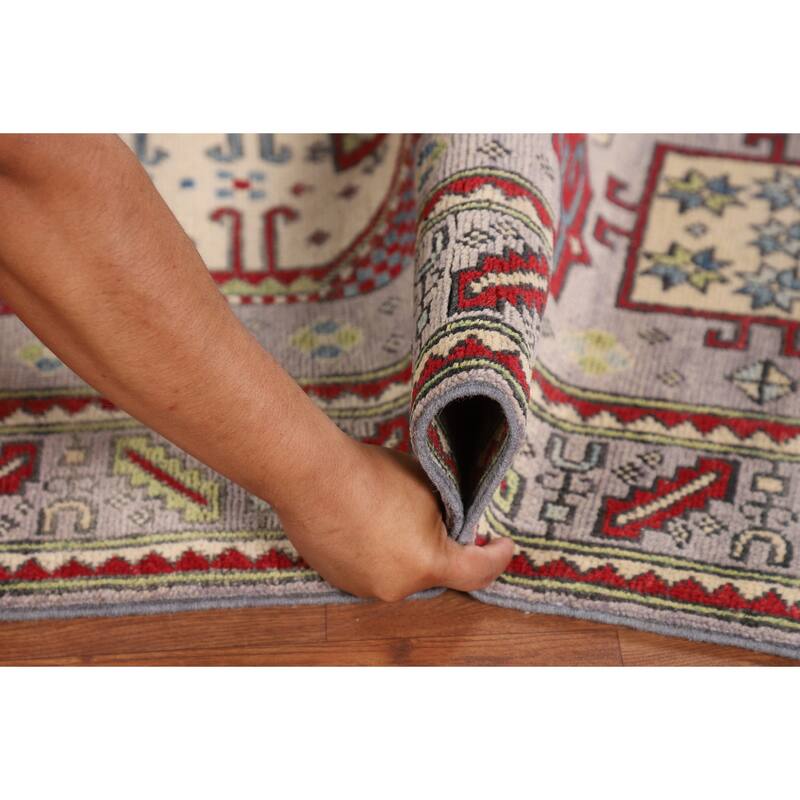 Kazak Oriental Area Rug Handmade Blue Traditional Wool Carpet - 3'11" x 5'11"