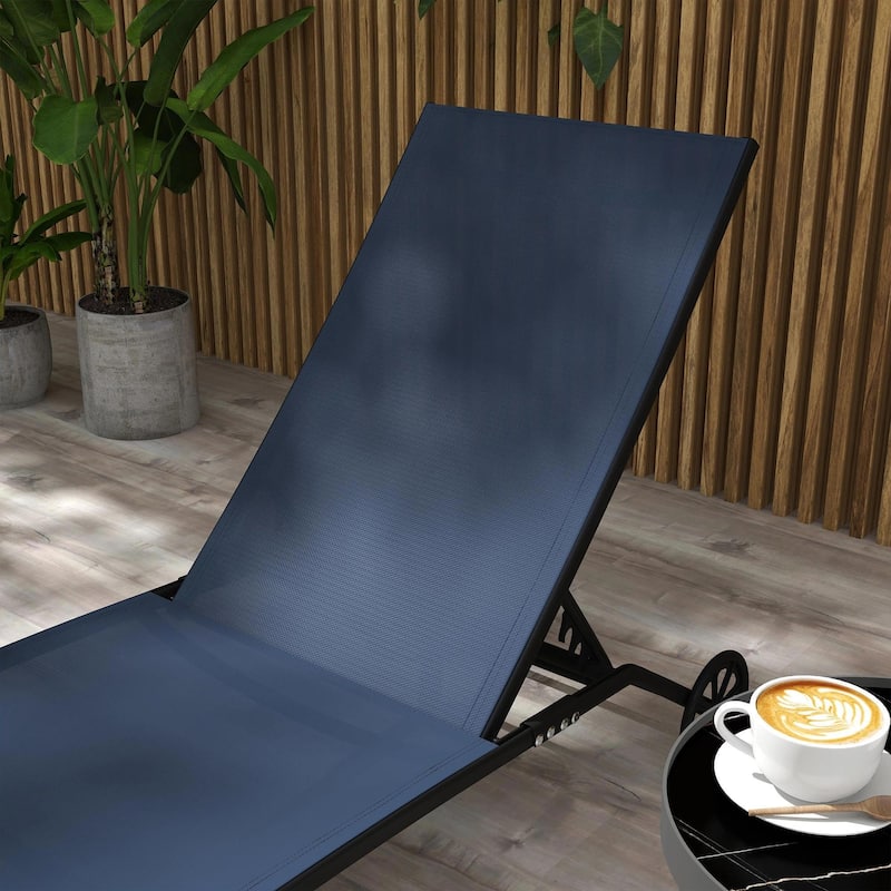 2PCS Outdoor Chaise Lounge Chairs with 5 Level Adjustable Backrest