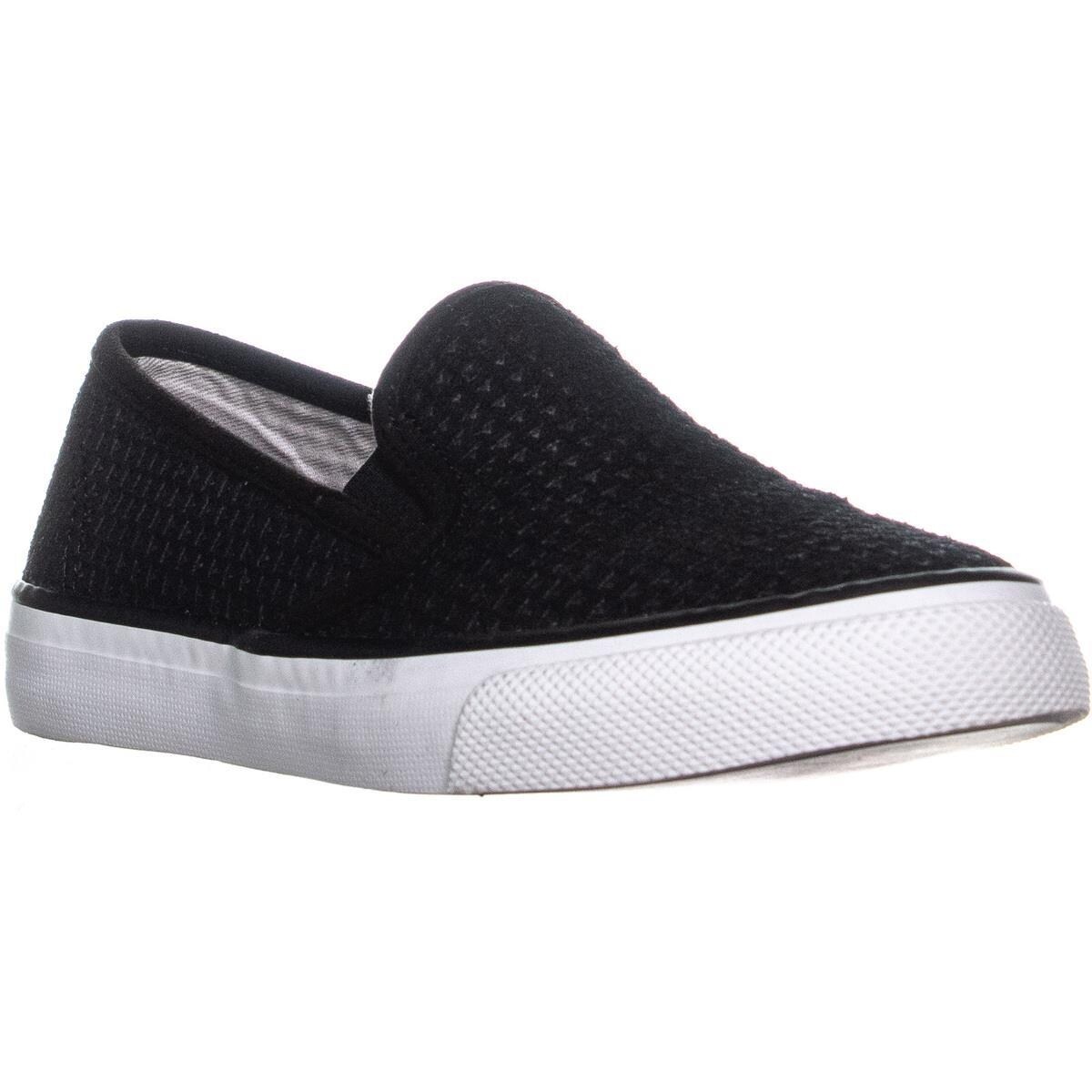 sperry black slip on sneakers