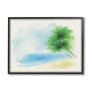 Stupell Simple Palm Tree Beach Painting Framed Giclee Art by Lil' Rue ...