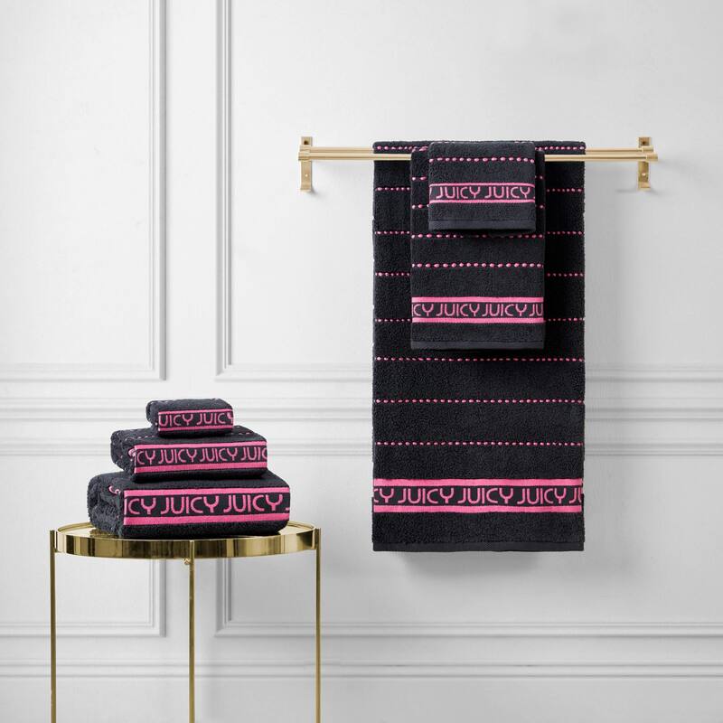 Juicy Couture Cotton Stripe 6 Piece Bath Towel Set 2 Bath towels 2 Hand towels 2 Washcloths - 28"x54"/16"x26"/12"x12"