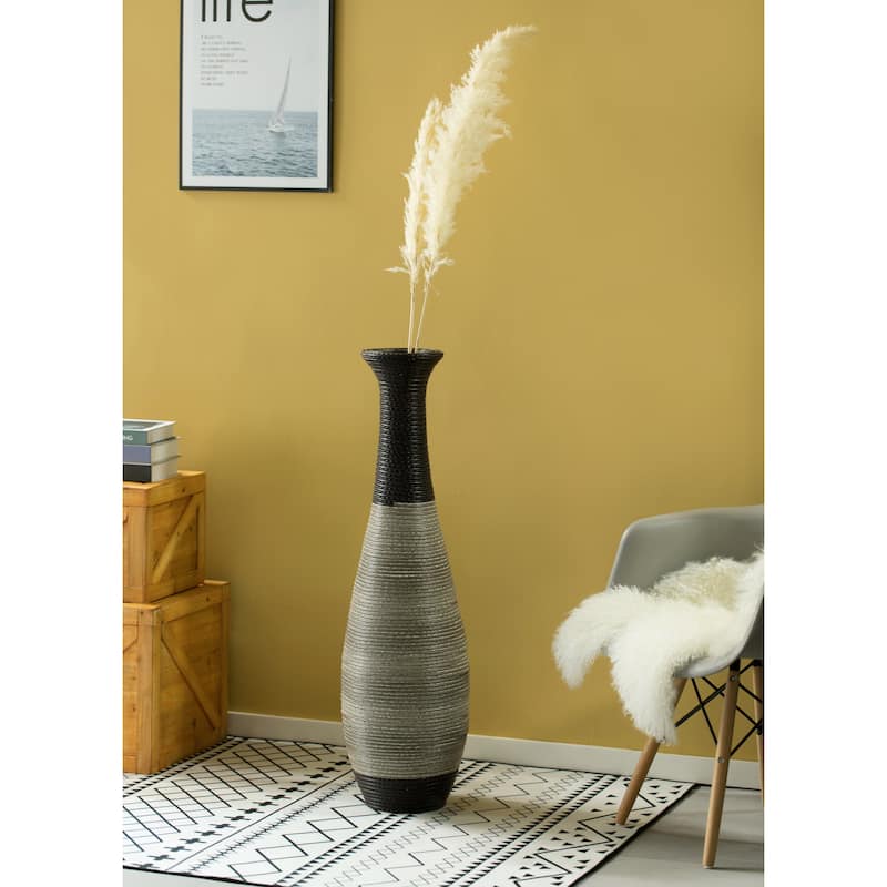 Tall Trumpet Design Artificial Rattan Wire Floor Vase 40 Inch