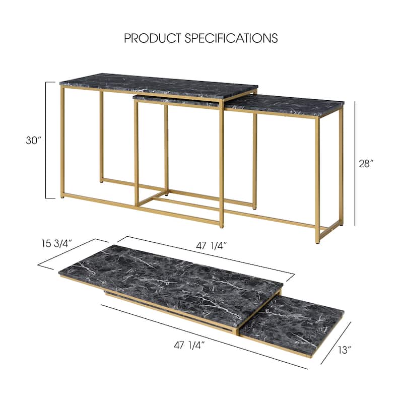 Aneeka Glam Gold 47-inch Faux Marble Nesting Sofa Tables by Furniture of America